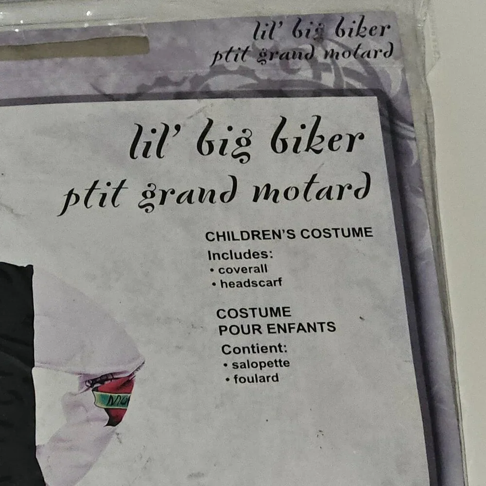 Lil Big Biker Costume PMG Halloween Toddler 3T-4T Coverall Headscarf